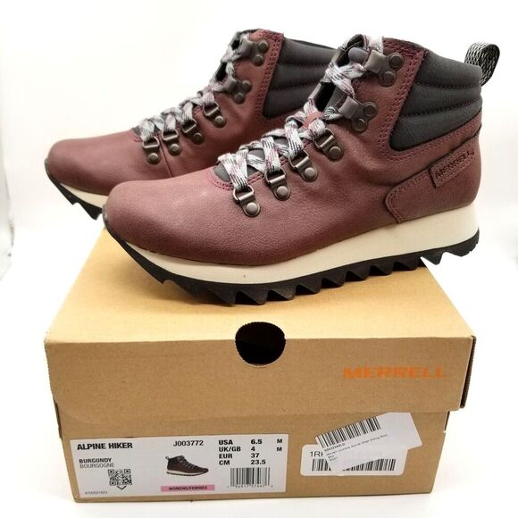Merrell Women's Alpine Hiker Ankle Boots Sz 6.5 Burgundy Leather Lace Up Outdoor - Picture 1 of 7
